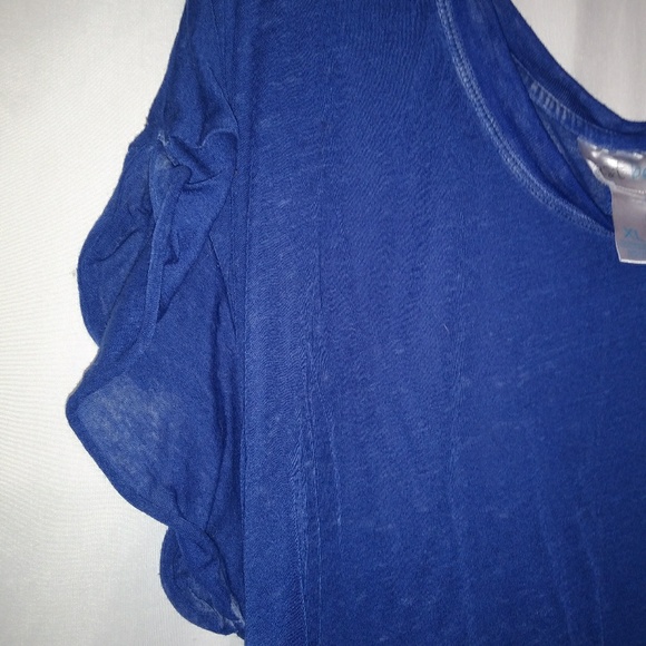 Just Be 16 XL Short Sleeved Blue Thin Cling Top Plus - Picture 2 of 3